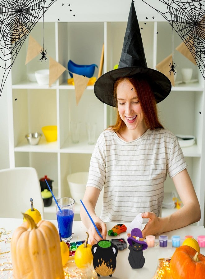 WinnerWhy 24 Sets Halloween DIY Painting Kits with Unpainted Ceramic Pumpkin Ghost Bat Skull Gnome Witch Hat Black Cat for Activity Art Projects Halloween Gifts Party Decor - Image 2